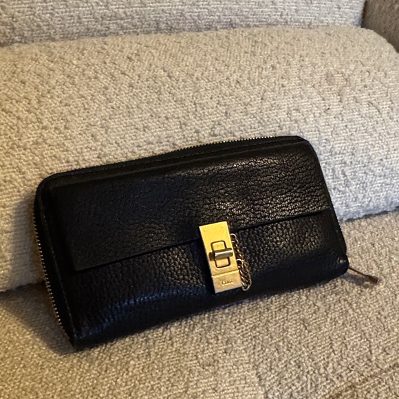 Chloe Handbags - Chloe Black Wallet with Gold Accent